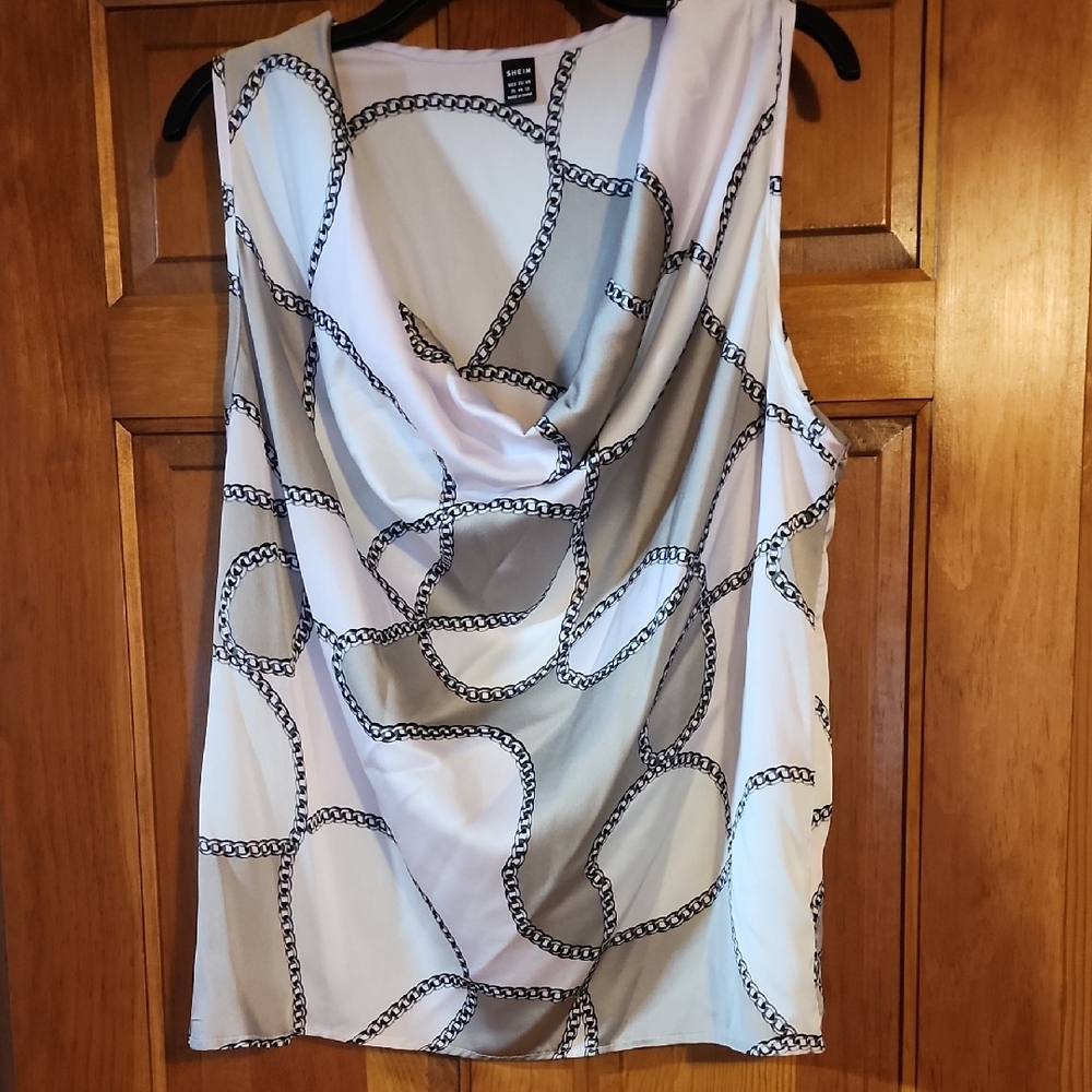 SHEIN Pink and Tan Draped Blouse